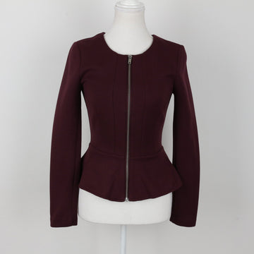 Maroon Poplin Zip-Up Jacket | Size 34
