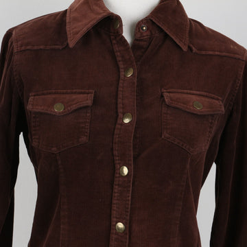 Brown Corduroy Long Sleeve Shirt | Size 28 - 0