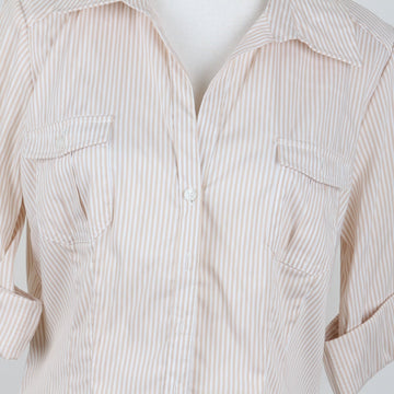 H&M 3/4 sleeve stripe fitted shirt - 10 - 0