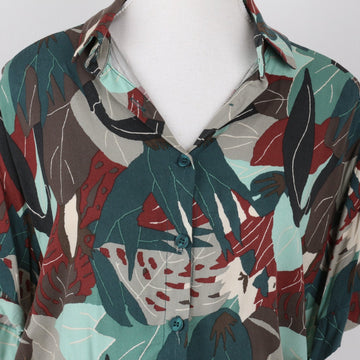 Pull & Bear Leaf Print Cropped Shirt | Size S – Secondhand - 0
