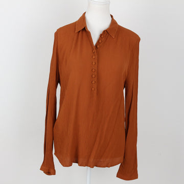 Mango Burnt Orange Button-Up Blouse | Size M – Secondhand