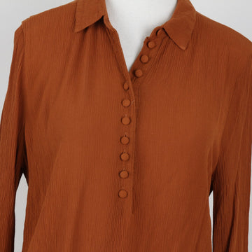 Mango Burnt Orange Button-Up Blouse | Size M – Secondhand - 0