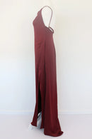 Maroon Satin Open-Back Slip Dress | Sizes S & M | Brand New-2