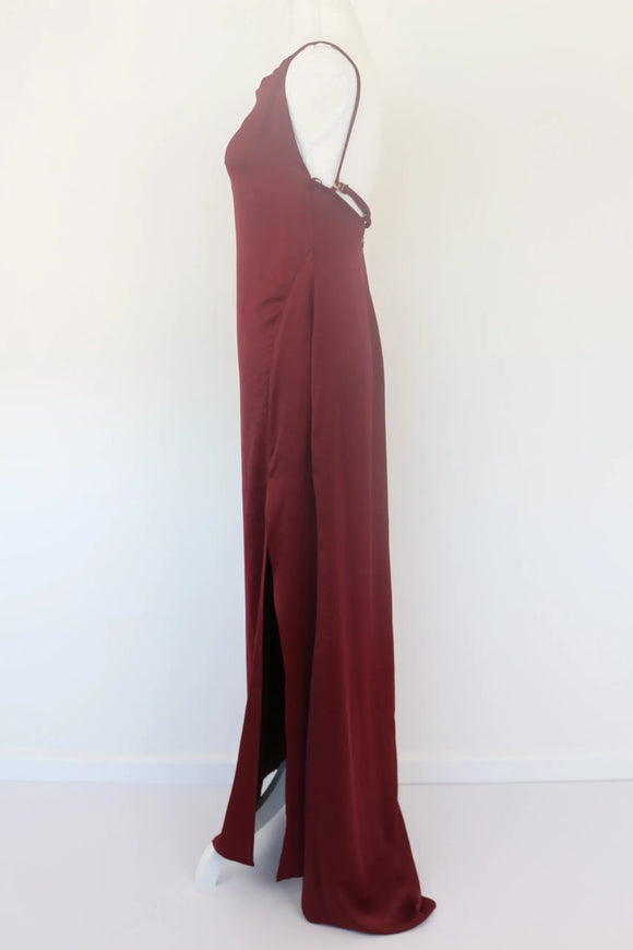 Maroon Satin Open-Back Slip Dress | Sizes S & M | Brand New