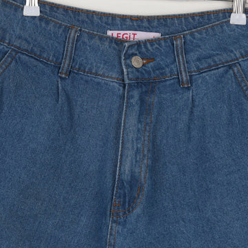 Legit High-Waisted Denim Shorts | Mid Blue Wash | Size L - 0