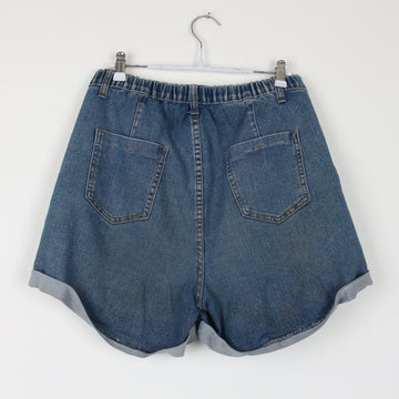 High-Waisted Stretch Denim Shorts | Elasticated Waist | Rolled Hem | Size 10 - 0