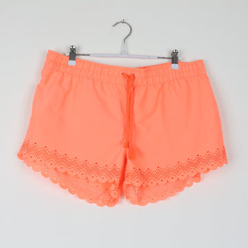 Woolworths Coral Shorts | Scalloped Eyelet Hem | Drawstring Waist | Size 14