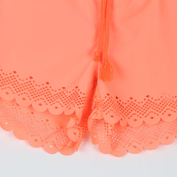 Woolworths Coral Shorts | Scalloped Eyelet Hem | Drawstring Waist | Size 14 - 0