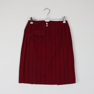 Maroon & Black Pinstripe Pencil Skirt | Straight Fit | Size XS