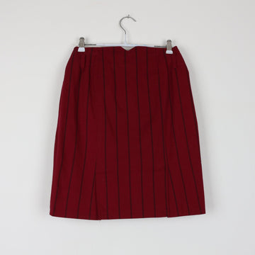 Maroon & Black Pinstripe Pencil Skirt | Straight Fit | Size XS - 0