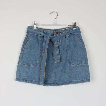Light Blue Denim Shorts | Self-Tie Belt | Contrast Stitch | Waist 32