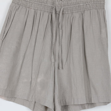 Woolworths Stone Linen Shorts | Smocked Waist | Drawstring | Relaxed Fit | Size 16 - 0