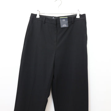 M&S Collection Black Straight Leg Trousers | Two-Way Stretch | Mid Rise | Size 12 - 0
