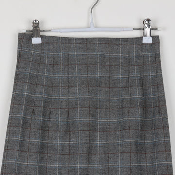 Mango Basics Grey Windowpane Check Midi Pencil Skirt | High Waist | Tailored | Size 34 - 0