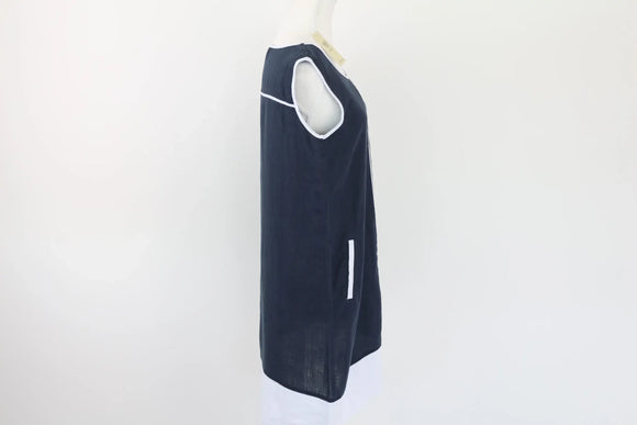 Navy & White 100% Linen Dress | Sizes S & XL | Brand New