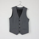 Charcoal Grey Tailored Suit Waistcoat | V-Neck | 4-Button | Satin Lined | Size L-1