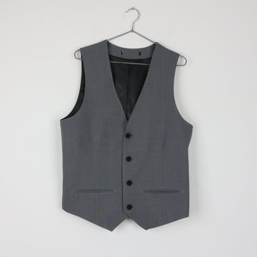 Charcoal Grey Tailored Suit Waistcoat | V-Neck | 4-Button | Satin Lined | Size L