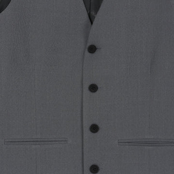 Charcoal Grey Tailored Suit Waistcoat | V-Neck | 4-Button | Satin Lined | Size L - 0