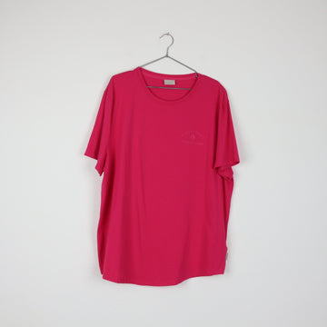 Earthaddict Hot Pink Oversized Crew-Neck T-Shirt | Tonal Logo | Curved Hem | Size 40