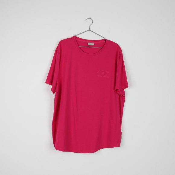 Earthaddict Hot Pink Oversized Crew-Neck T-Shirt | Tonal Logo | Curved Hem | Size 40