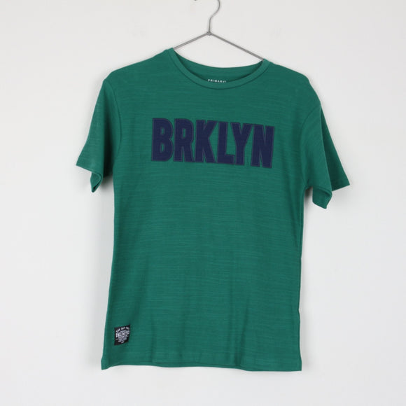 Primark Green BRKLYN Appliqué Graphic T-Shirt | Crew Neck | Age 10/11