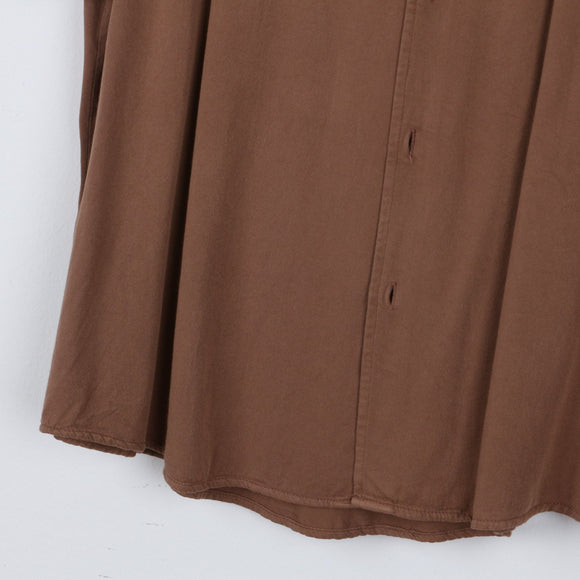 Cotton On Brown Camp Collar Relaxed Shirt | Short Sleeve | Chest Pocket | Size 2XL