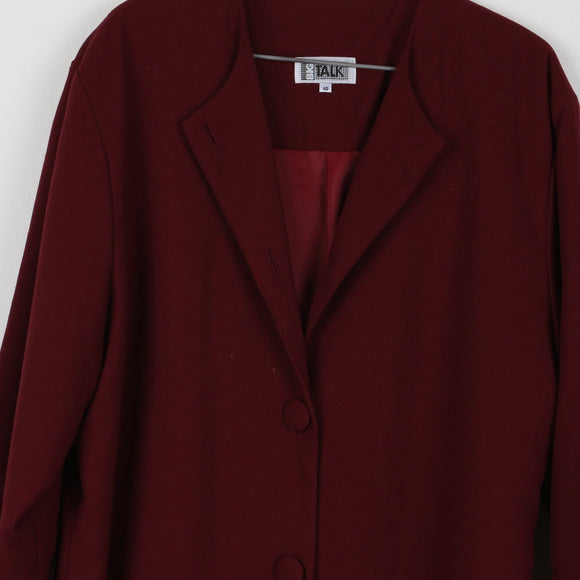 Talk Burgundy Tailored Blazer Coat | Notched Lapel | Satin Lined | Size 40