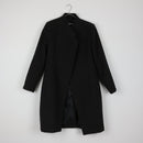 Black Melton Wool Mid-Length Coat | Stand Collar | Asymmetric Button | Brand New | Size 34-1