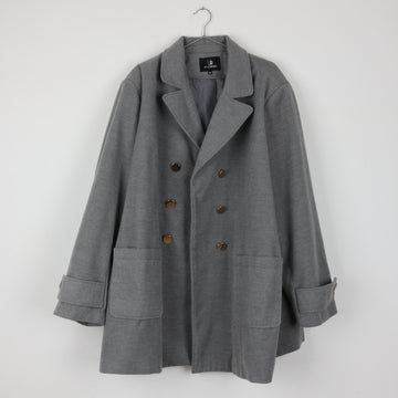 Style Republic Grey Wool-Blend Double-Breasted Coat | Gold Buttons | Patch Pockets | Size 48