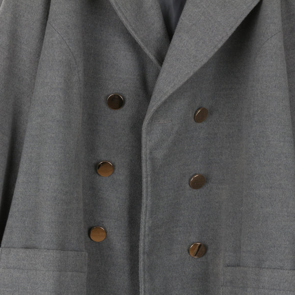 Style Republic Grey Wool-Blend Double-Breasted Coat | Gold Buttons | Patch Pockets | Size 48