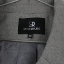 Style Republic Grey Wool-Blend Double-Breasted Coat | Gold Buttons | Patch Pockets | Size 48-5