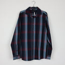 DSS Slim Fit Navy & Burgundy Tartan Plaid Shirt | Long Sleeve | Spread Collar | Size L-1