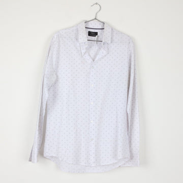 Cotton On White Slim Fit Shirt | Micro Cross Print | Long Sleeve | Size L