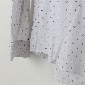 Cotton On White Slim Fit Shirt | Micro Cross Print | Long Sleeve | Size L - 0