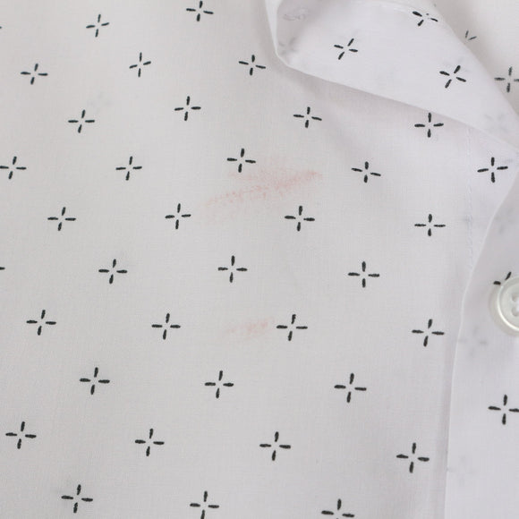Cotton On White Slim Fit Shirt | Micro Cross Print | Long Sleeve | Size L
