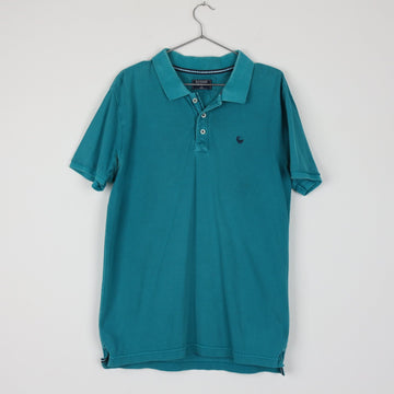 Old Khaki Teal Piqué Polo Shirt | 3-Button Placket | Tonal Logo | Size M