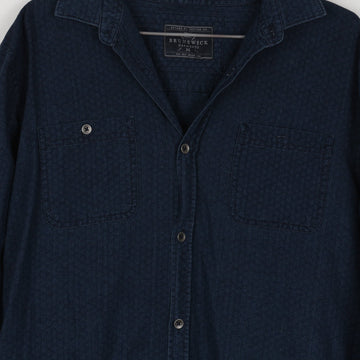 Scotch & Soda Navy Relaxed Shirt | Snap Buttons | Spread Collar | Curved Hem | Size M - 0