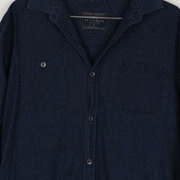 Scotch & Soda Navy Relaxed Shirt | Snap Buttons | Spread Collar | Curved Hem | Size M