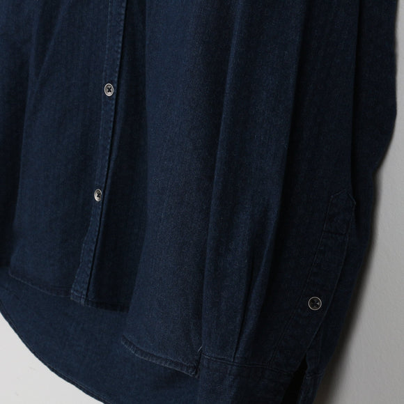 Scotch & Soda Navy Relaxed Shirt | Snap Buttons | Spread Collar | Curved Hem | Size M