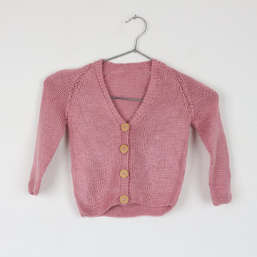 Pink Handmade Jersey with Wooden Buttons (6-12 Months)