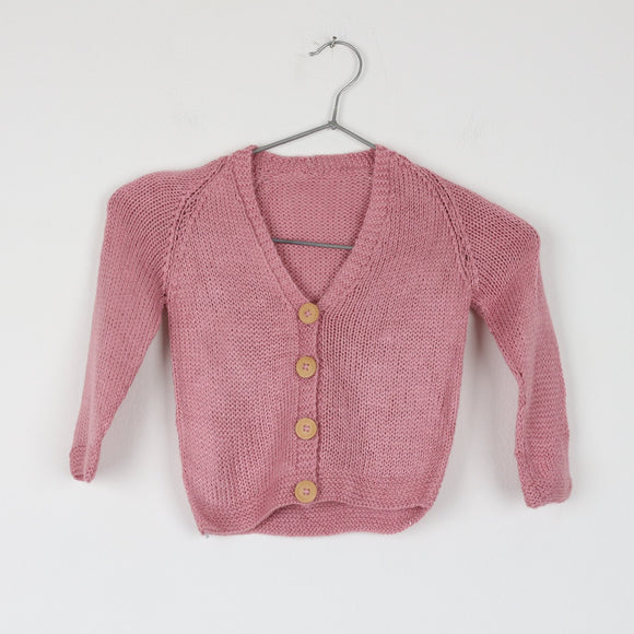 Pink Handmade Jersey with Wooden Buttons (6-12 Months)