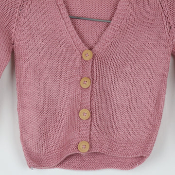 Pink Handmade Jersey with Wooden Buttons (6-12 Months) - 0