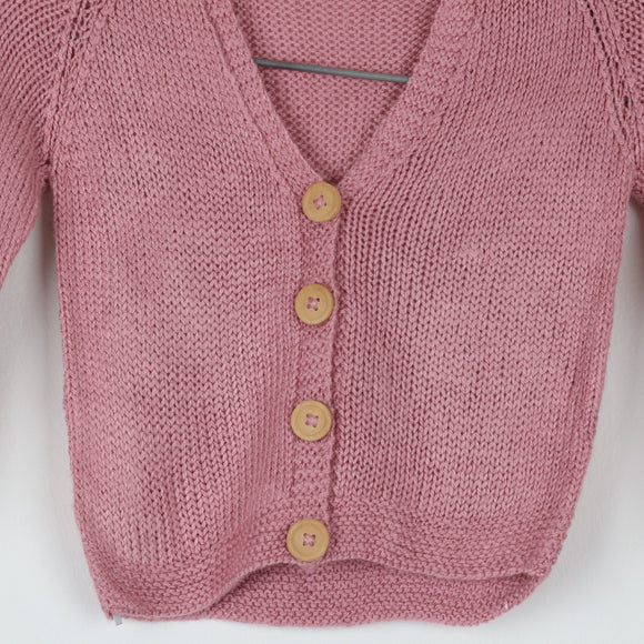 Pink Handmade Jersey with Wooden Buttons (6-12 Months)