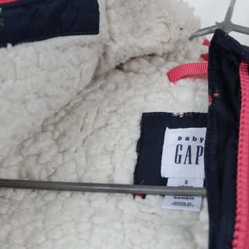 GAP Navy Floral Puffer Jacket with Sherpa Lining (3 Years) - 0