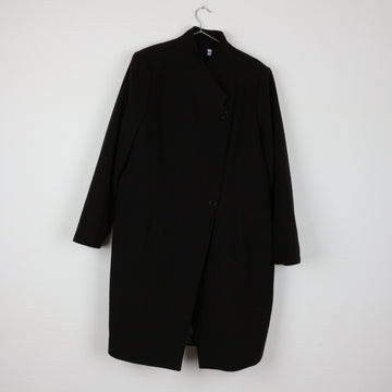 Black Mid-Length Melton Coat (Size 42)