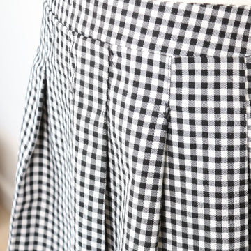 Black & White Gingham Pleated Skater Mini Skirt – Size 34 - 0