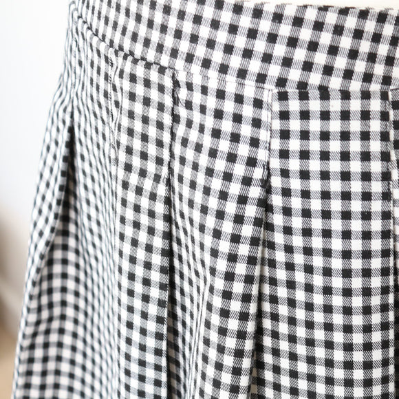 Black & White Gingham Pleated Skater Mini Skirt – Size 34