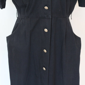 Danny & Nicole New York Navy Button-Front Midi Dress with Silver Concho Buttons – Size 14 - 0