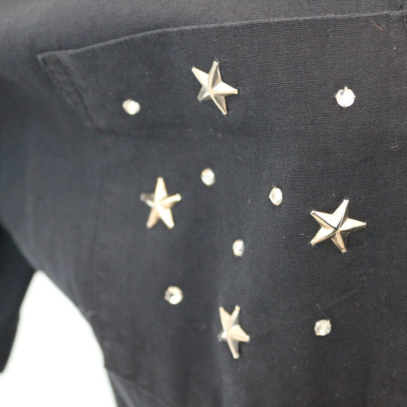 Danny & Nicole New York Navy Button-Front Midi Dress with Silver Concho Buttons – Size 14