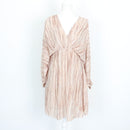 Blush & Mocha Abstract Stripe Batwing Plunge V-Neck Mini Dress – Size M-1